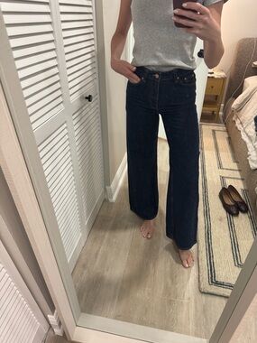 Zara Wide Leg Women Jeans in Dark Indigo